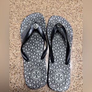 Tory Burch Women’s Black Logo Flip Flops
